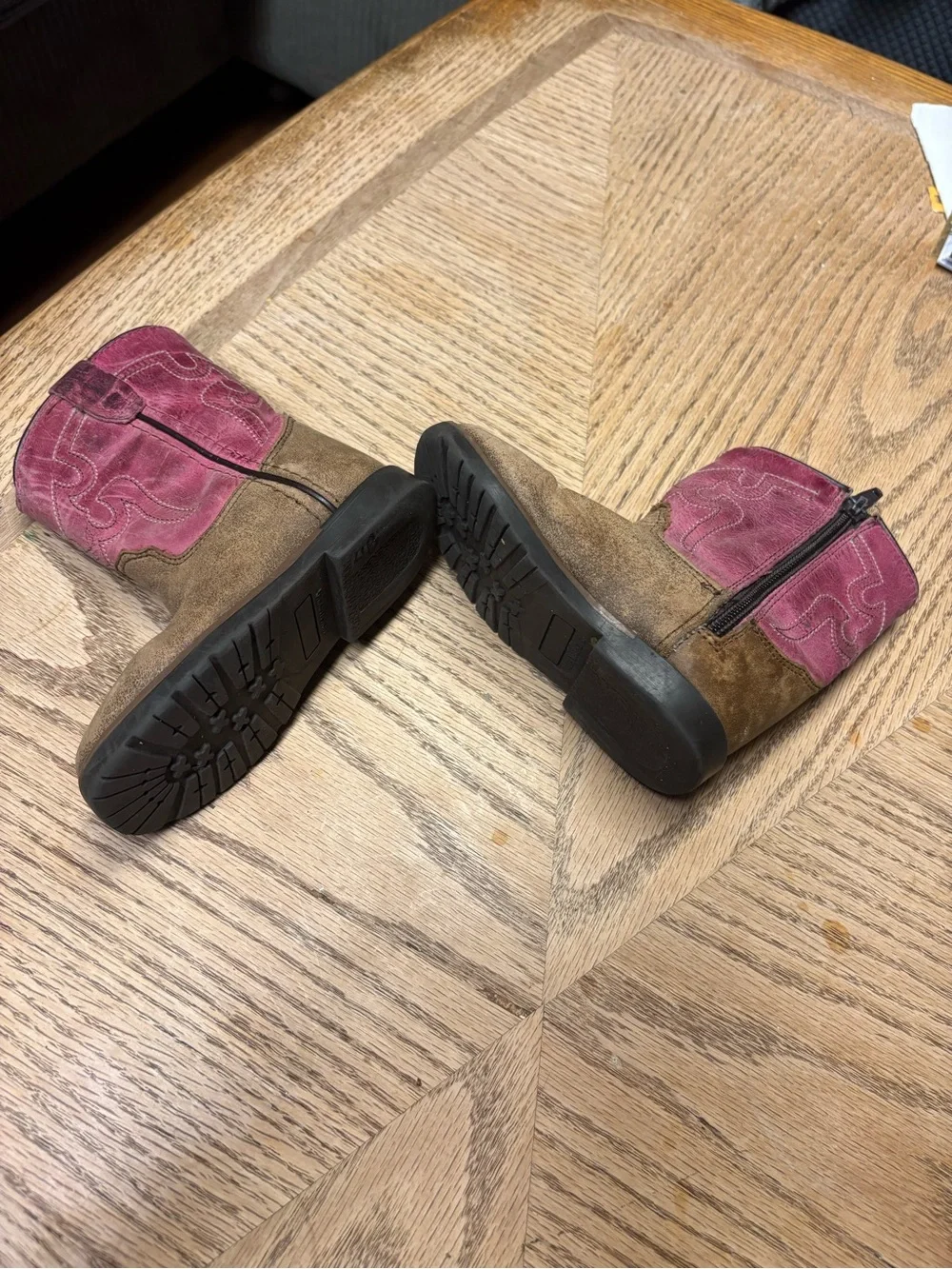 Shyanne Kids Brown and Pink Western Zip Boots
